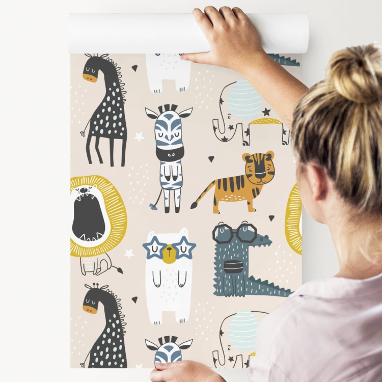 Tapeta Dla Dzieci - Dzikie Zwierzątka W Stylu Skandynawskim