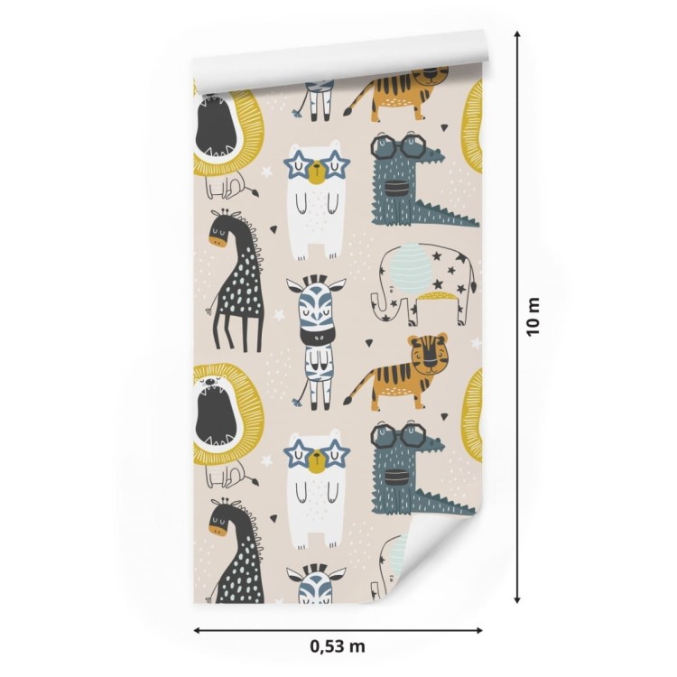 Tapeta Dla Dzieci - Dzikie Zwierzątka W Stylu Skandynawskim