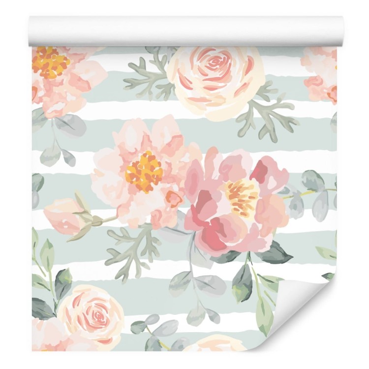 Tapeta Kwiaty - Pastelowe Róże I Peonie