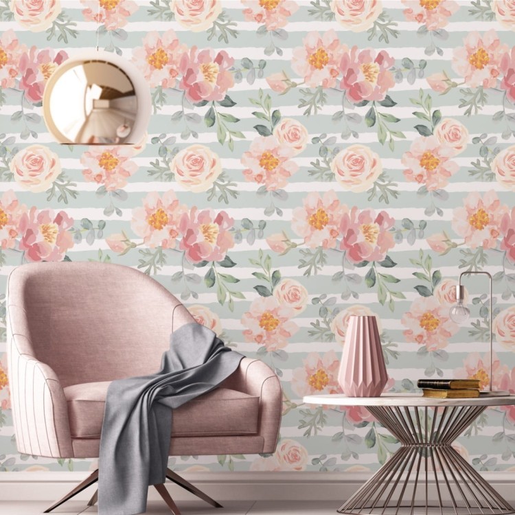 Tapeta Kwiaty - Pastelowe Róże I Peonie