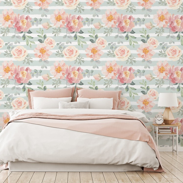 Tapeta Kwiaty - Pastelowe Róże I Peonie