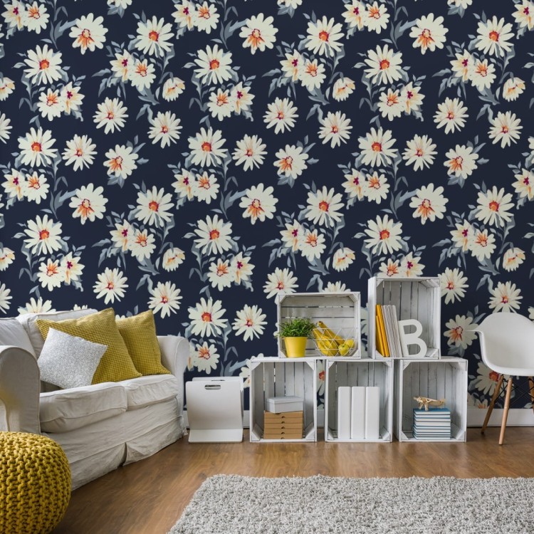 Tapeta Kwiaty - Malowane Stokrotki