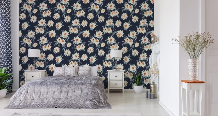 Tapeta Kwiaty - Malowane Stokrotki