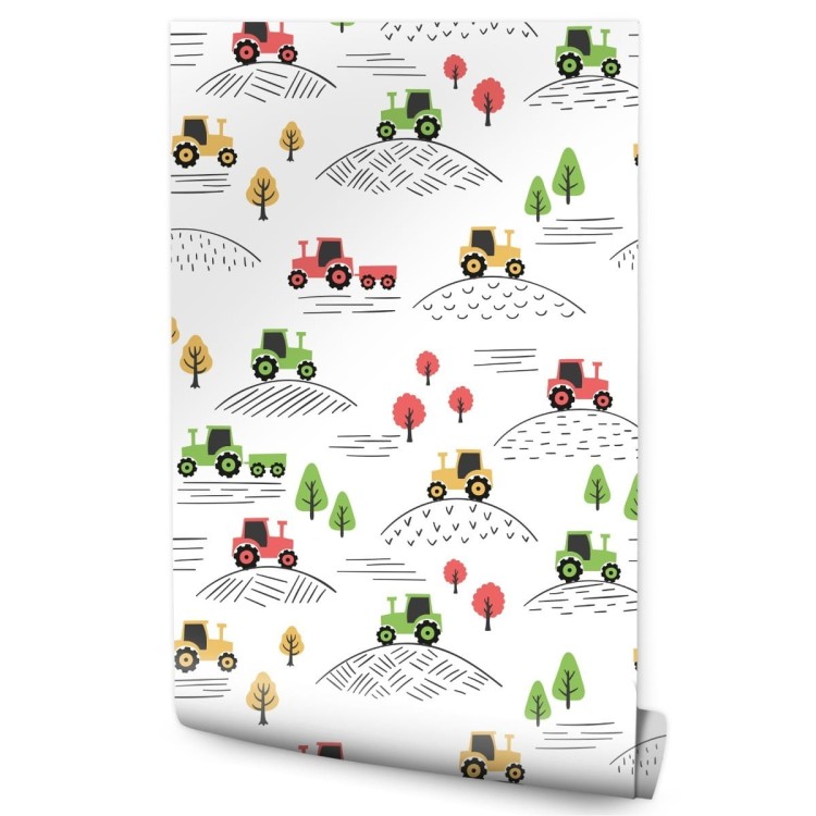 Tapeta Dla Dzieci - Traktorki