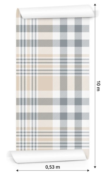Tapeta Krata W Kolorze Szarym, Beżowym I Białym