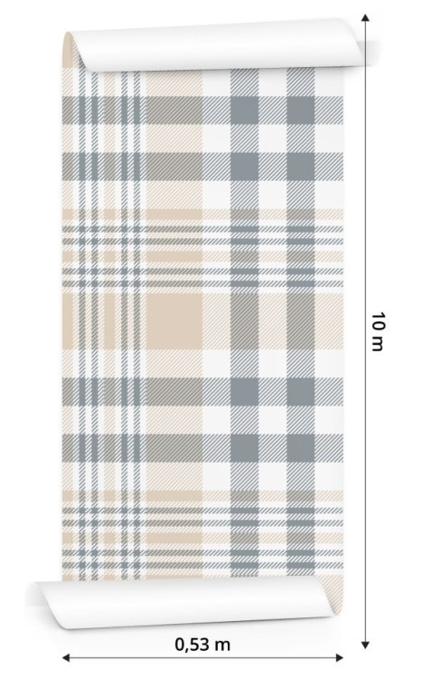Tapeta Krata W Kolorze Szarym, Beżowym I Białym