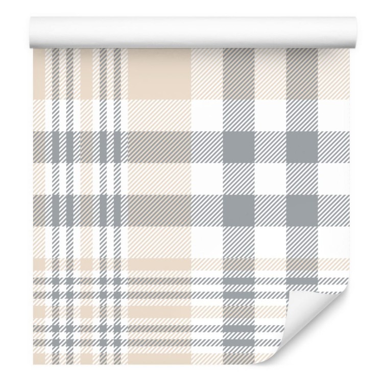 Tapeta Krata W Kolorze Szarym, Beżowym I Białym