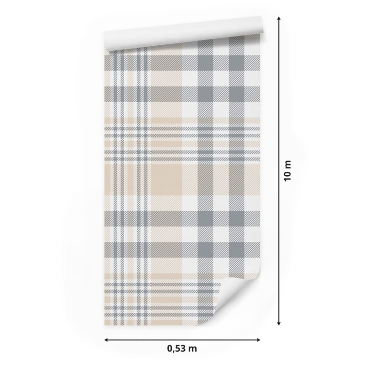 Tapeta Krata W Kolorze Szarym, Beżowym I Białym