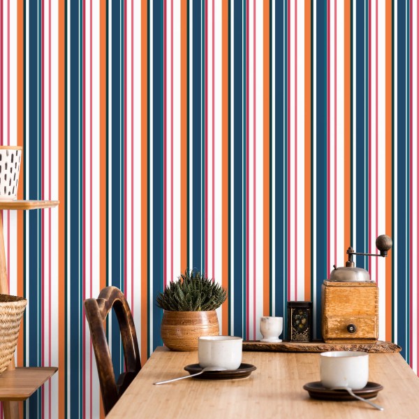 Tapeta W Kolorowe, Pionowe Paski, Jadalnia, Salon