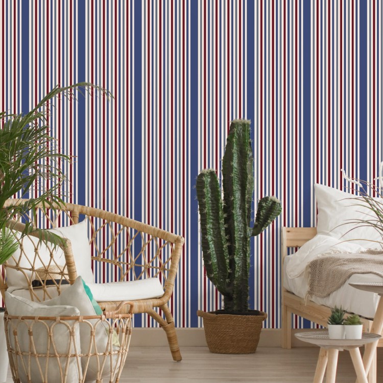 Tapeta Klasyczna W Kolorowe Paski Sypialnia Salon