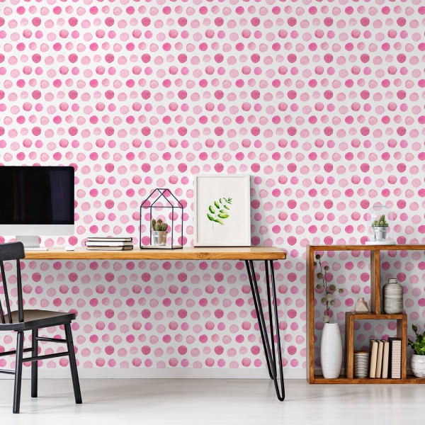 Tapeta Akwarelowe Różowe Groszki