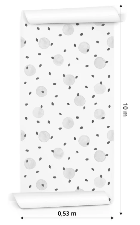Tapeta Malowane Groszki W Kolorze Szarym