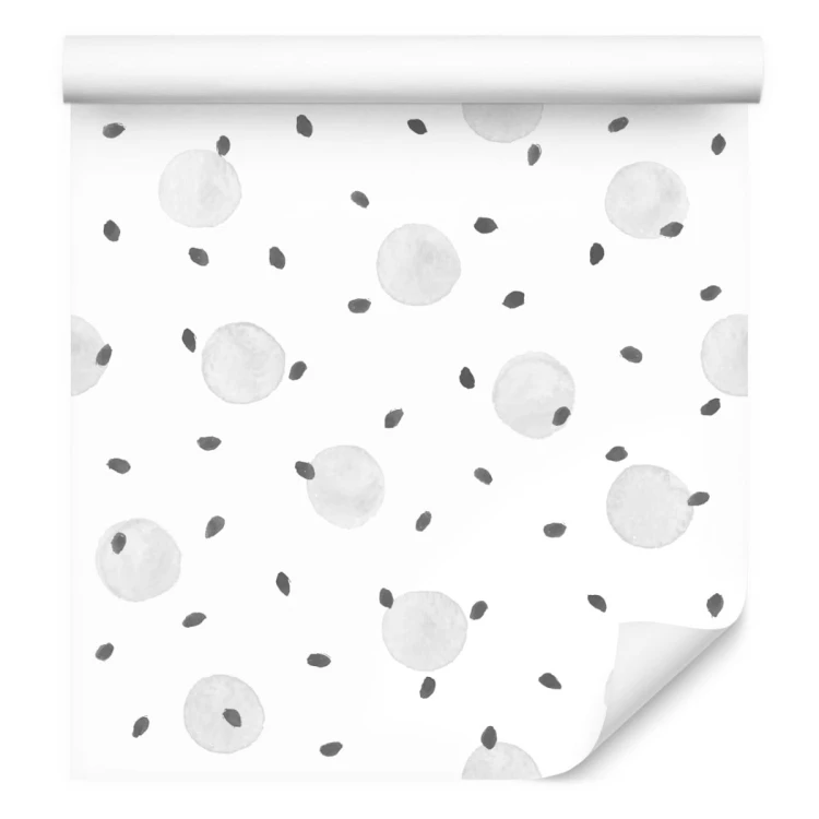 Tapeta Malowane Groszki W Kolorze Szarym