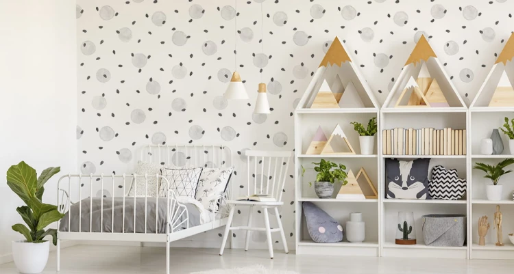 Tapeta Malowane Groszki W Kolorze Szarym