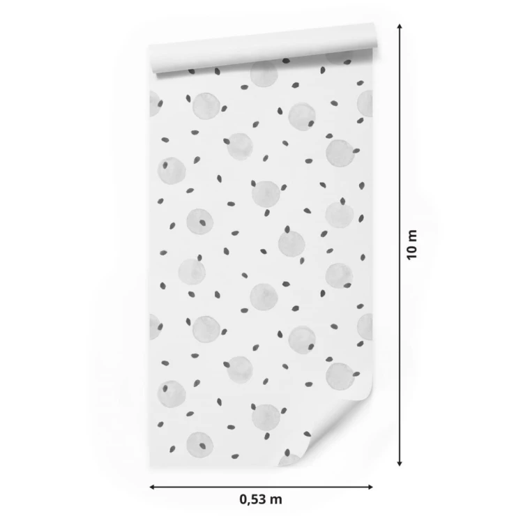 Tapeta Malowane Groszki W Kolorze Szarym