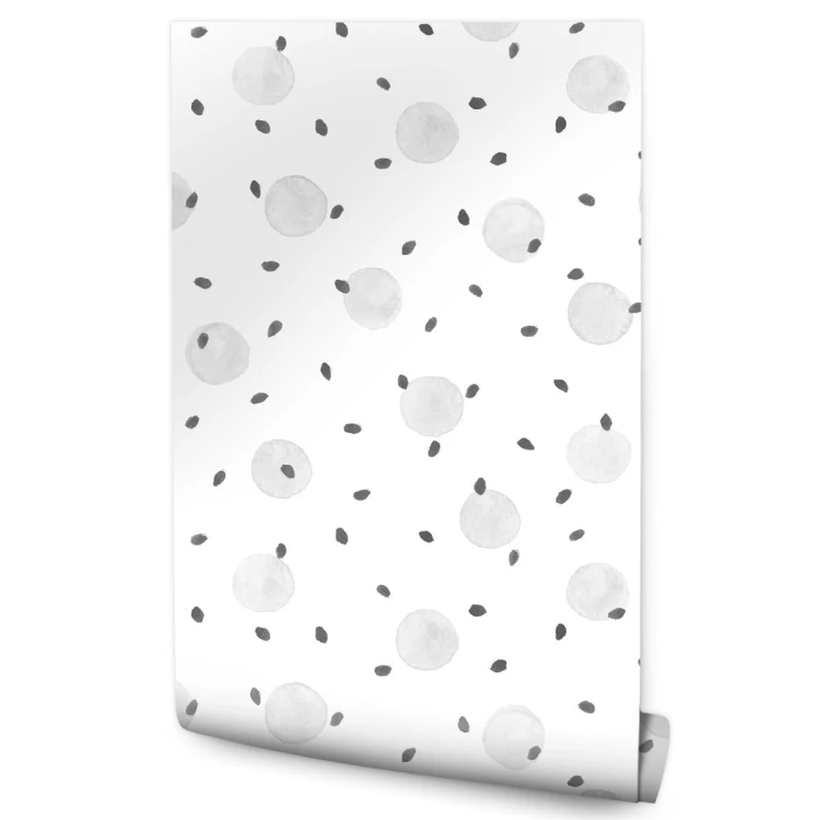 Tapeta Malowane Groszki W Kolorze Szarym