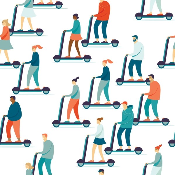 Tapeta Weseli Ludzie Na Hulajnogach