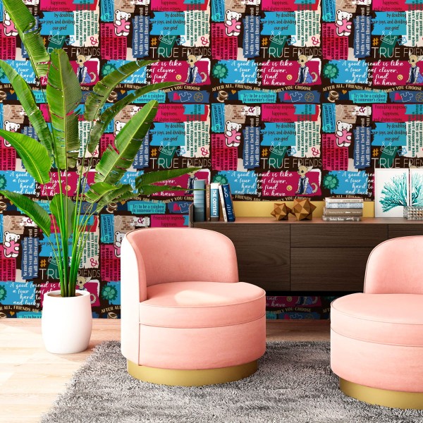 Tapeta Misie Z Typografią