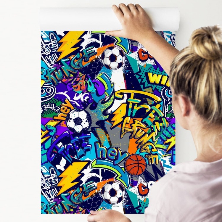 Tapeta Młodzieżowa Sport Graffiti Piłka Nożna