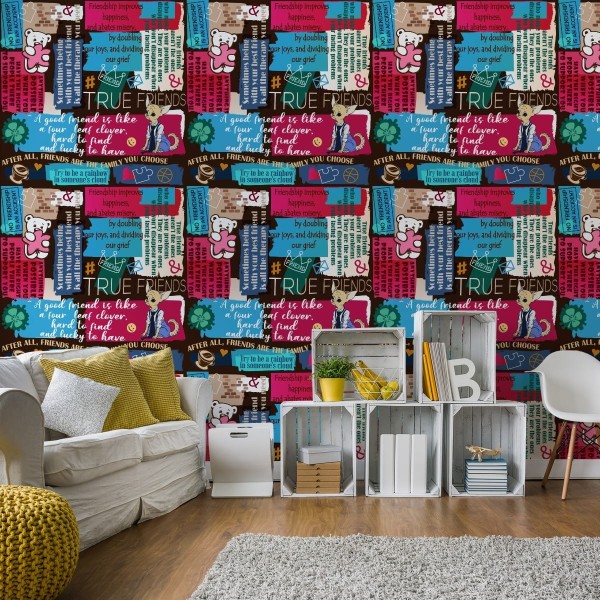 Tapeta Misie Z Typografią