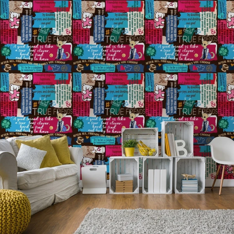 Tapeta Misie Z Typografią