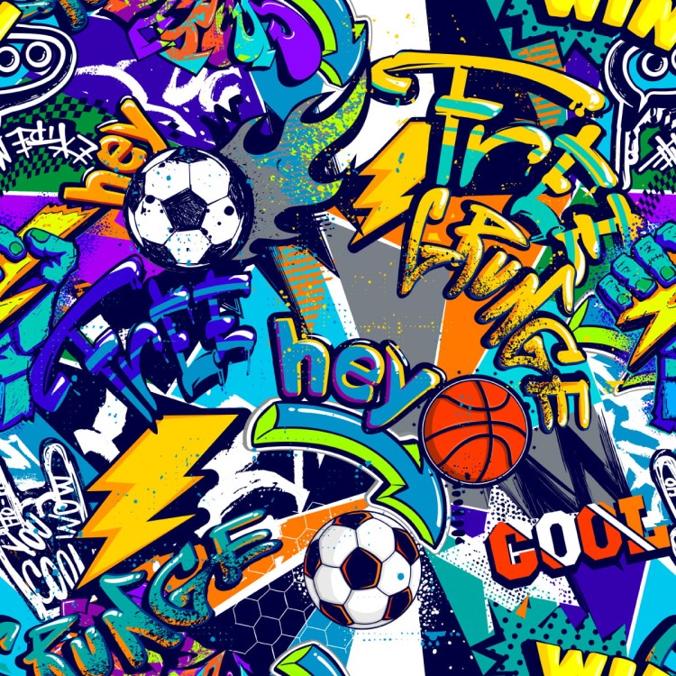 Tapeta Młodzieżowa Sport Graffiti Piłka Nożna