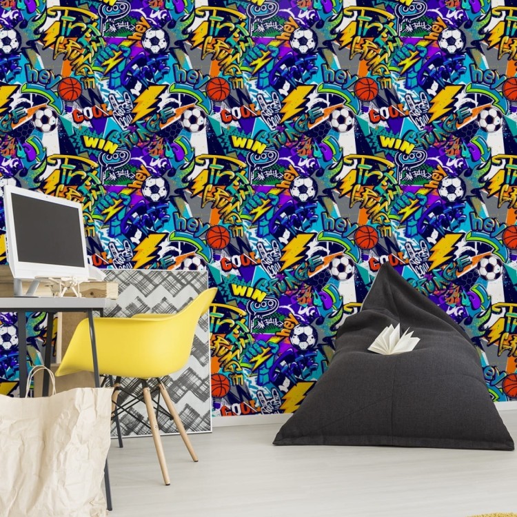 Tapeta Młodzieżowa Sport Graffiti Piłka Nożna