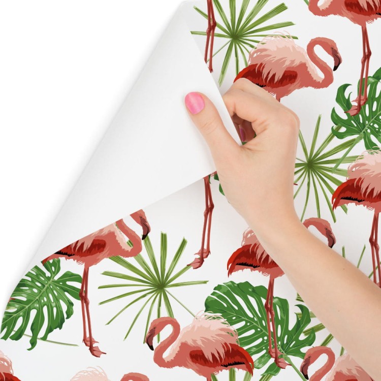 Tapeta We Flamingi Liście Zieleń Natura, Sypialnia