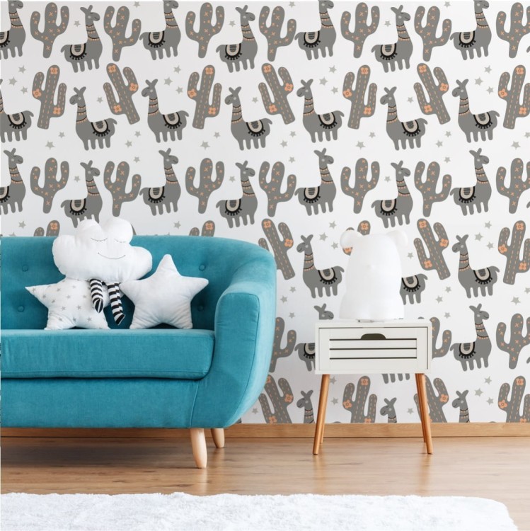 Tapeta Z Lamami Rośliny Przyroda, Pokój Dziecięcy