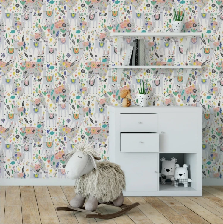 Tapeta Lamy, Zwierzęta, Kwiaty, Do Pokoju Dziecka