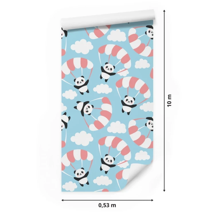 Tapeta Dla Dzieci - Latająca Panda Wśród Chmur