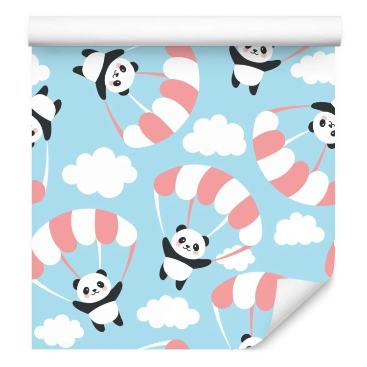 Tapeta Dla Dzieci - Latająca Panda Wśród Chmur