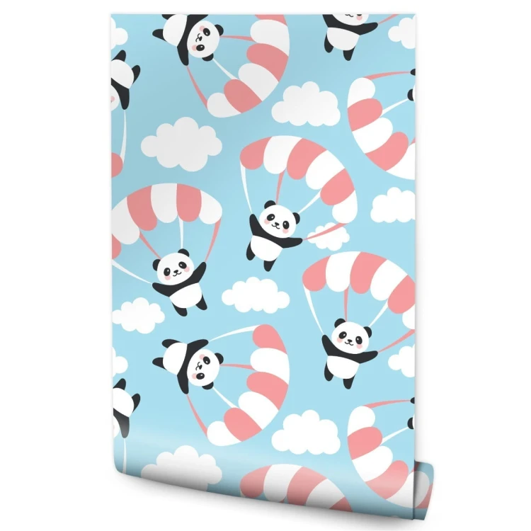 Tapeta Dla Dzieci - Latająca Panda Wśród Chmur