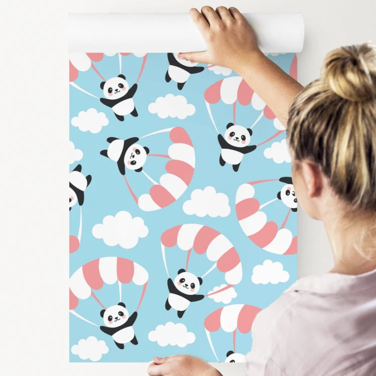 Tapeta Dla Dzieci - Latająca Panda Wśród Chmur