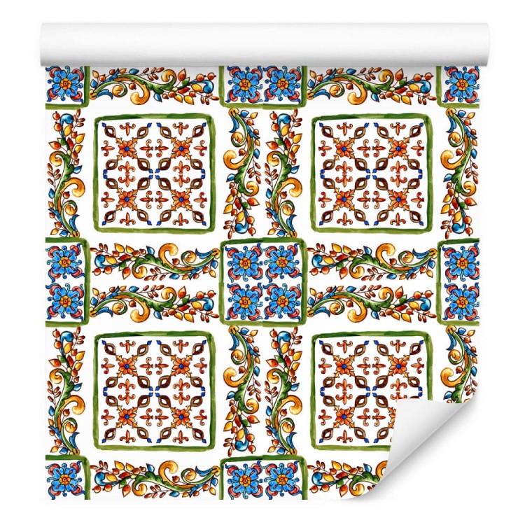 Tapeta Do Kuchni Kolorowa Mozaika, Imitacja Płytek