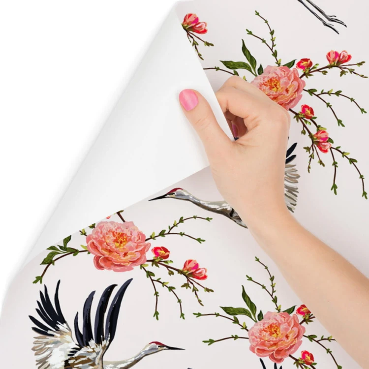 Tapeta – Żurawie I Kwiaty