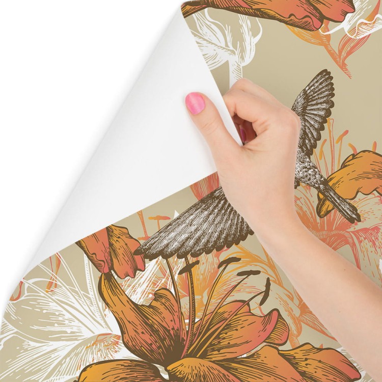 Tapeta – Ptaki I Kwiaty