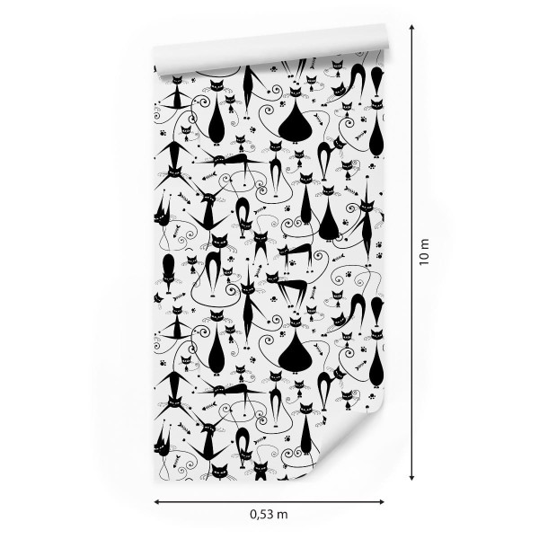 Tapeta Czarne Wesołe Kotki