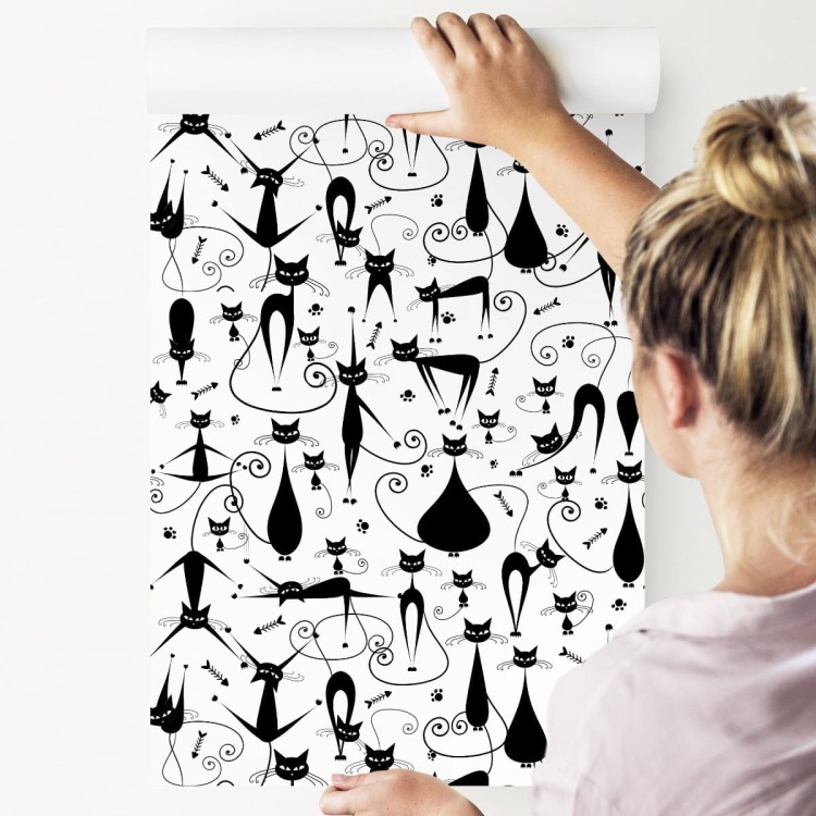 Tapeta Czarne Wesołe Kotki