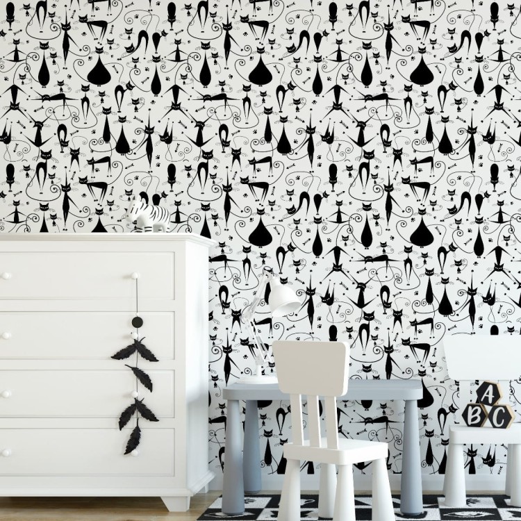 Tapeta Czarne Wesołe Kotki