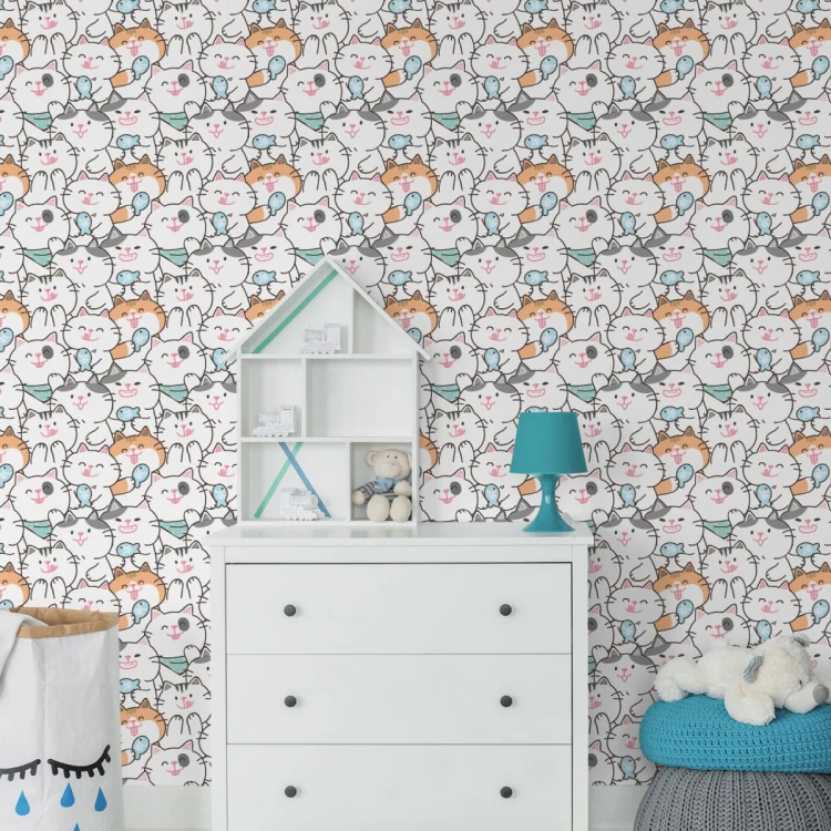 Tapeta Dla Dzieci – Wesołe Kotki I Rybki