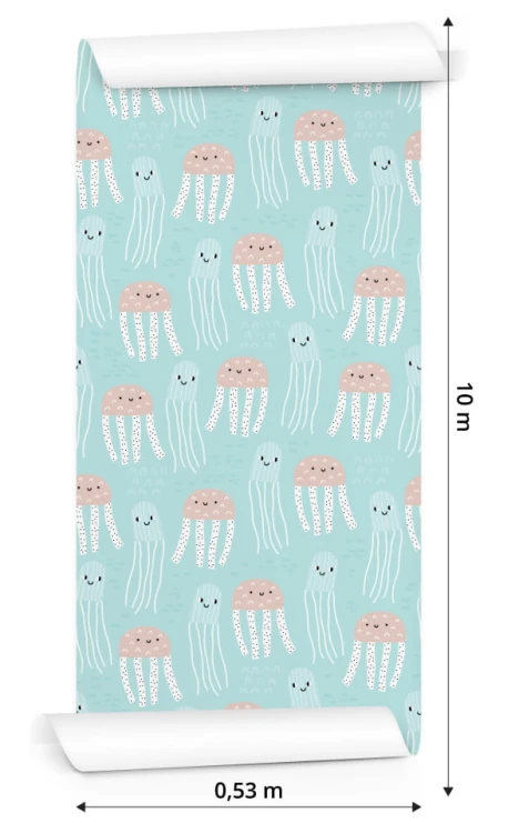 Tapeta Dla Dzieci - Wesołe Meduzy W Stylu Skandynawskim