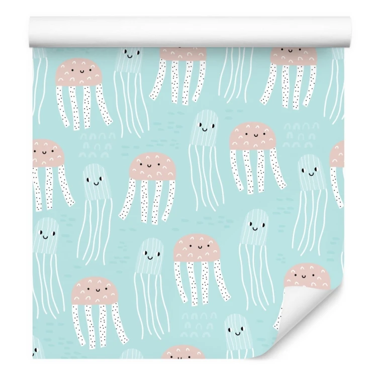 Tapeta Dla Dzieci - Wesołe Meduzy W Stylu Skandynawskim