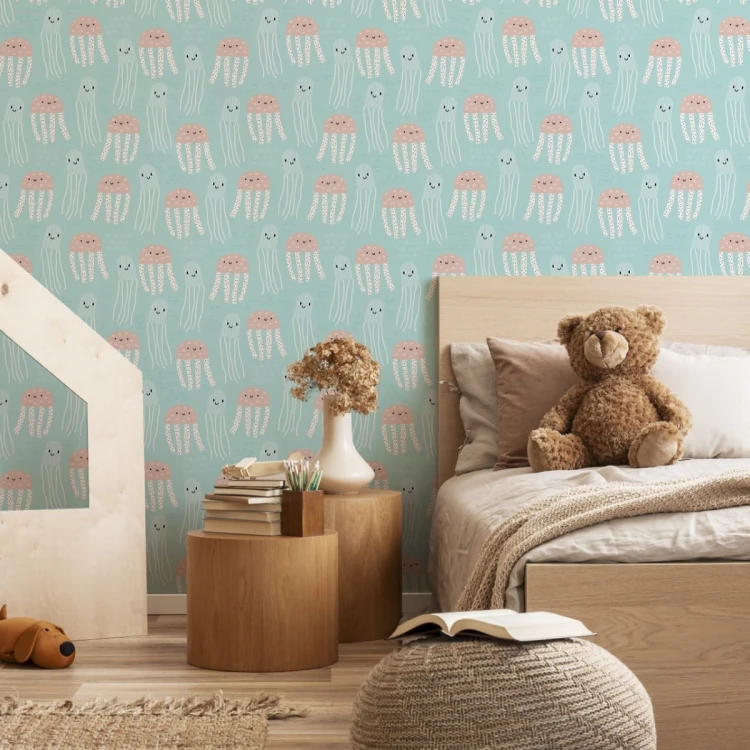 Tapeta Dla Dzieci - Wesołe Meduzy W Stylu Skandynawskim