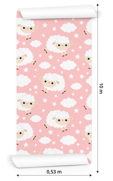 Tapeta Dla Dzieci - Śliczne Owieczki I Chmurki