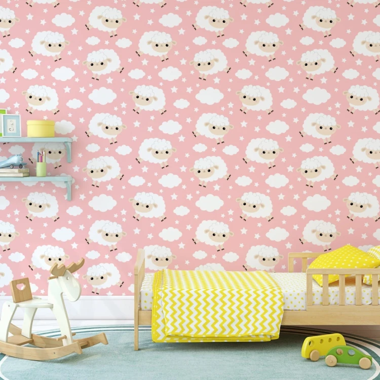 Tapeta Dla Dzieci - Śliczne Owieczki I Chmurki