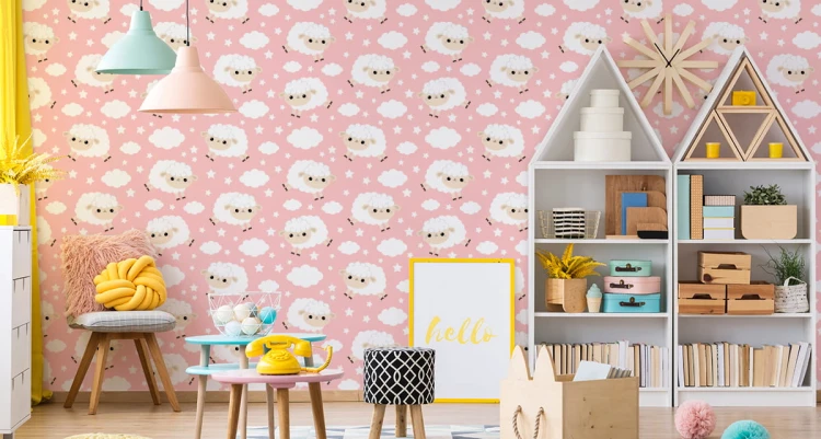 Tapeta Dla Dzieci - Śliczne Owieczki I Chmurki