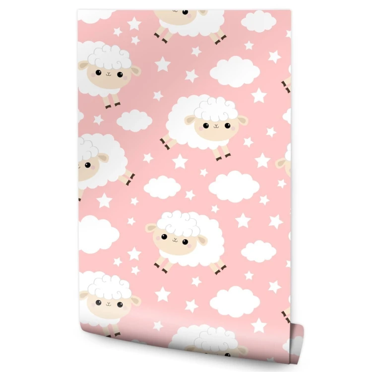 Tapeta Dla Dzieci - Śliczne Owieczki I Chmurki