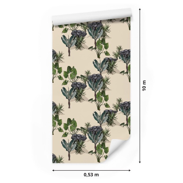 Tapeta – Słonie I Rośliny