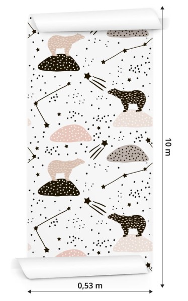 Tapeta Dla Dzieci - Niedźwiedzie I Gwiazdy